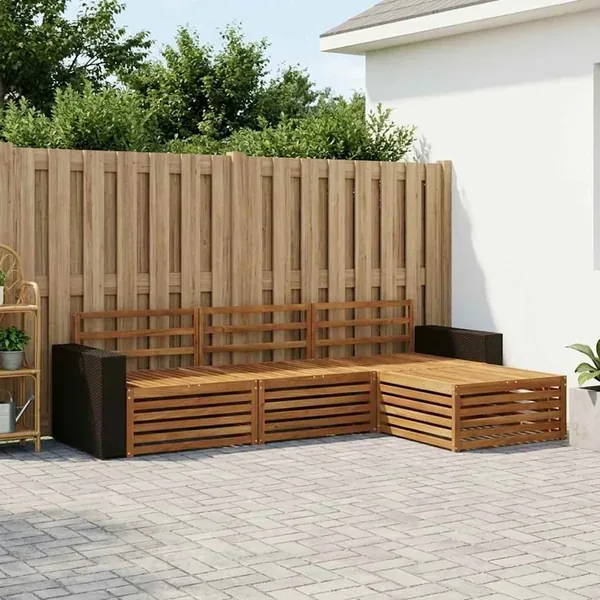 Ensemble de canapés d'extérieur 5 pcs Bois d'Acacia Massif