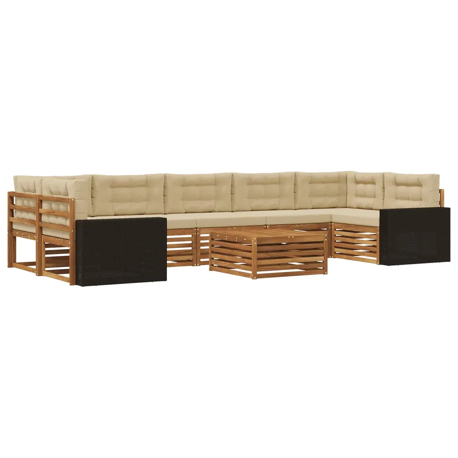 Ensemble de canapés d'extérieur 8 pcs Naturel et Beige - 2