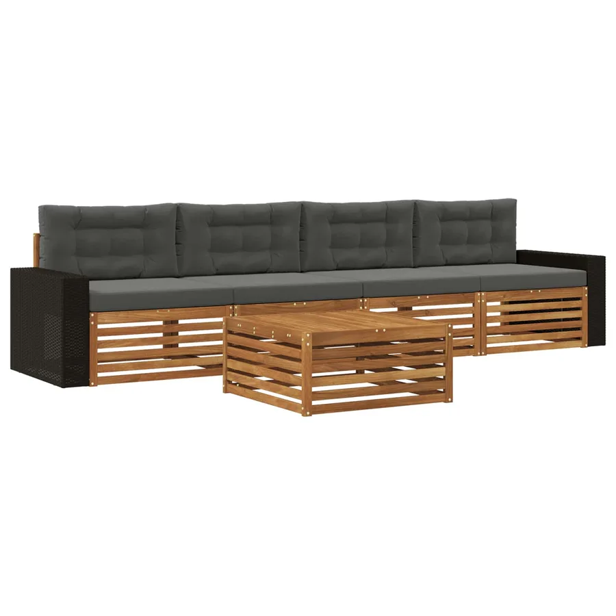 Ensemble de canapés d'extérieur 5 pcs Naturel et Anthracite - 2