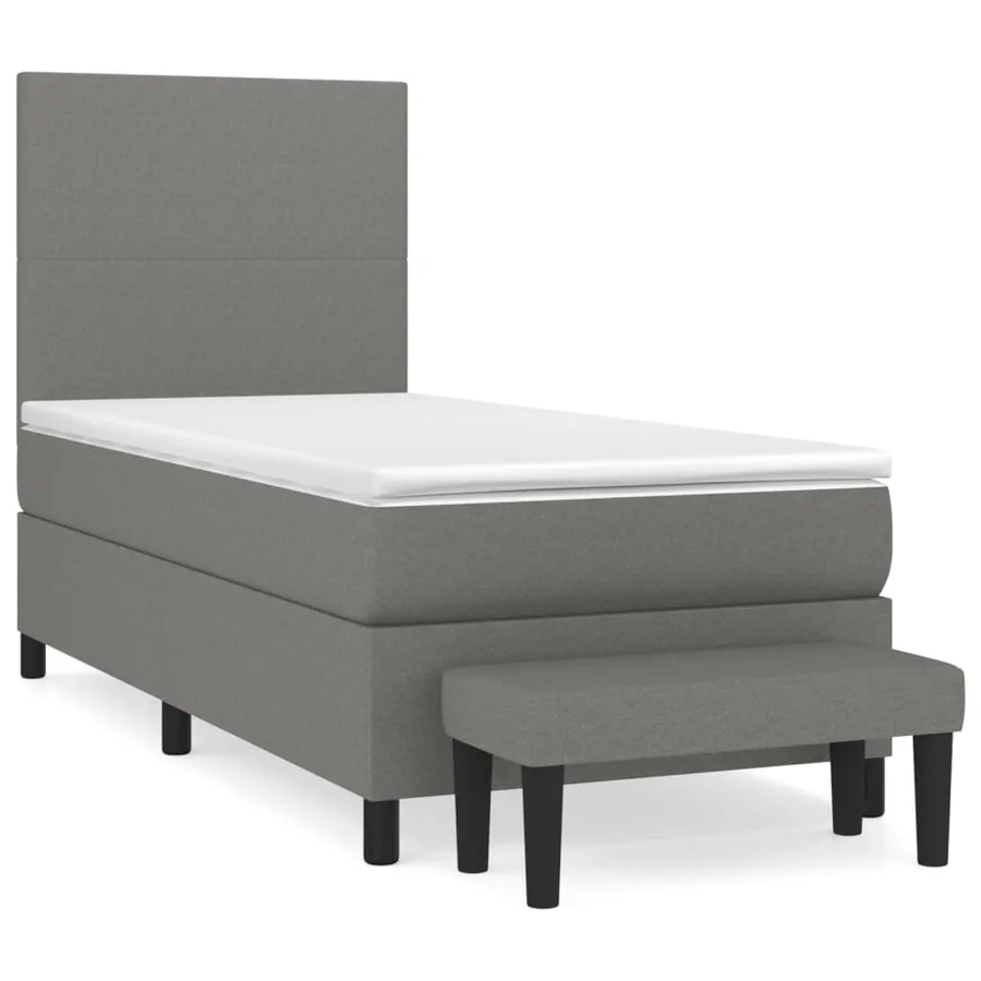 Sommier à lattes de lit avec matelas Gris foncé 100x200cm Tissu - 2