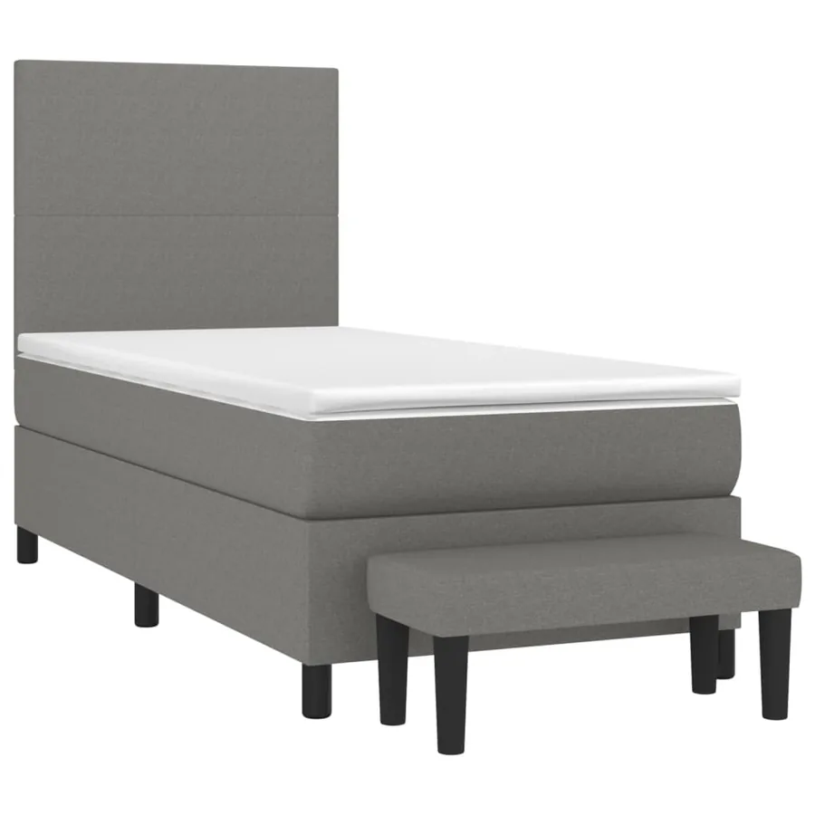 Sommier à lattes de lit avec matelas Gris foncé 100x200cm Tissu - 3