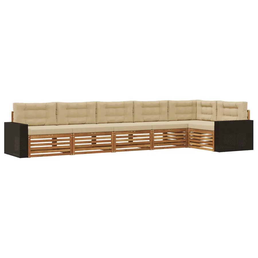Ensemble de canapés d'extérieur 6 pcs Naturel et Beige - 2