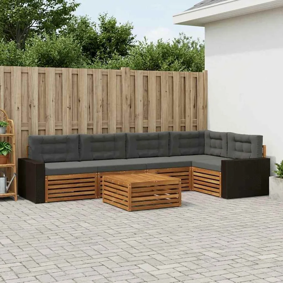 Ensemble de canapés d'extérieur 6 pcs Naturel et Anthracite