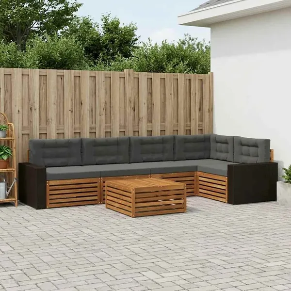 Ensemble de canapés d'extérieur 6 pcs Naturel et Anthracite