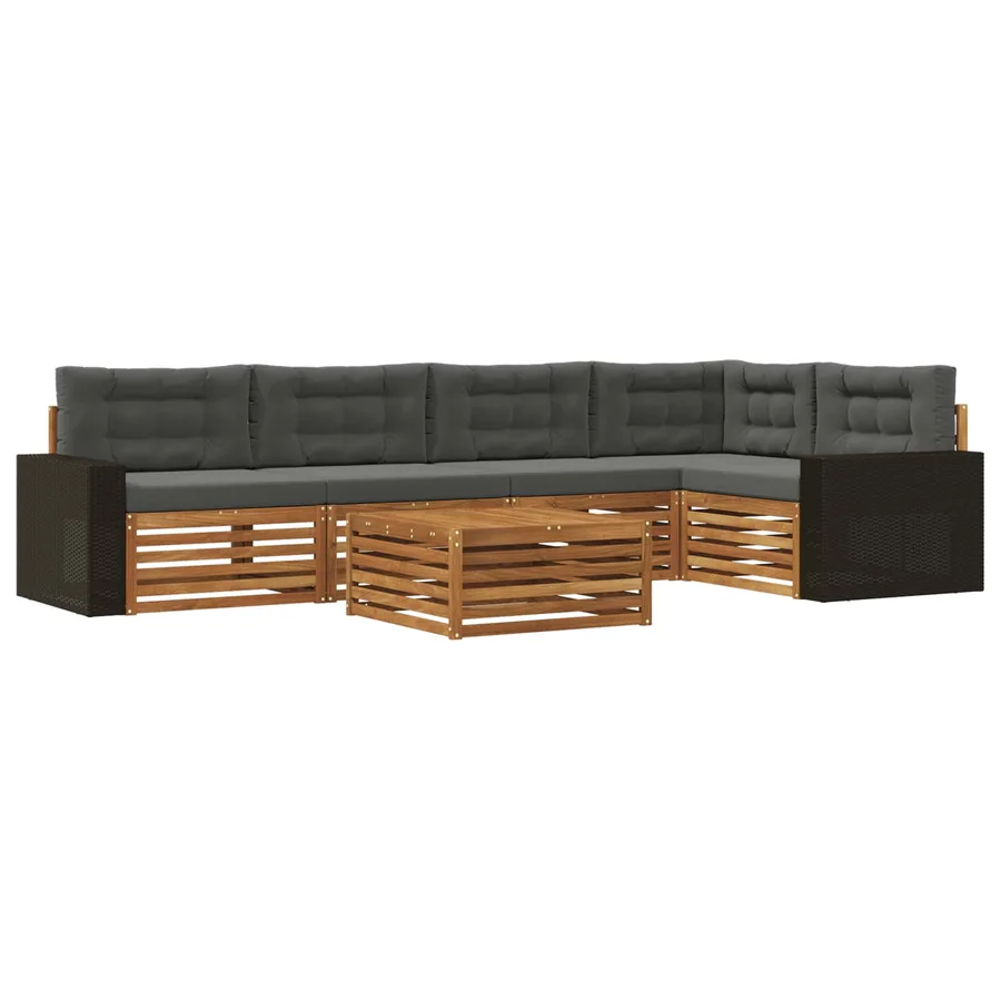 Ensemble de canapés d'extérieur 6 pcs Naturel et Anthracite - 2