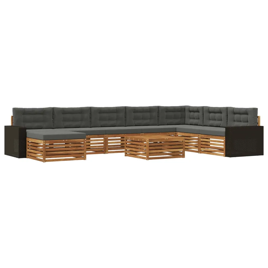 Ensemble de canapés d'extérieur 9 pcs Naturel et Anthracite - 2