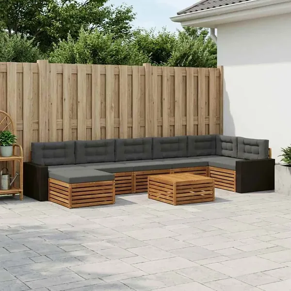 Ensemble de canapés d'extérieur 8 pcs Naturel et Anthracite