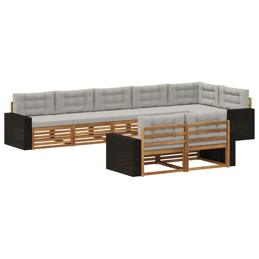 Ensemble de canapés d'extérieur 8 pcs Naturel et gris clair - 2