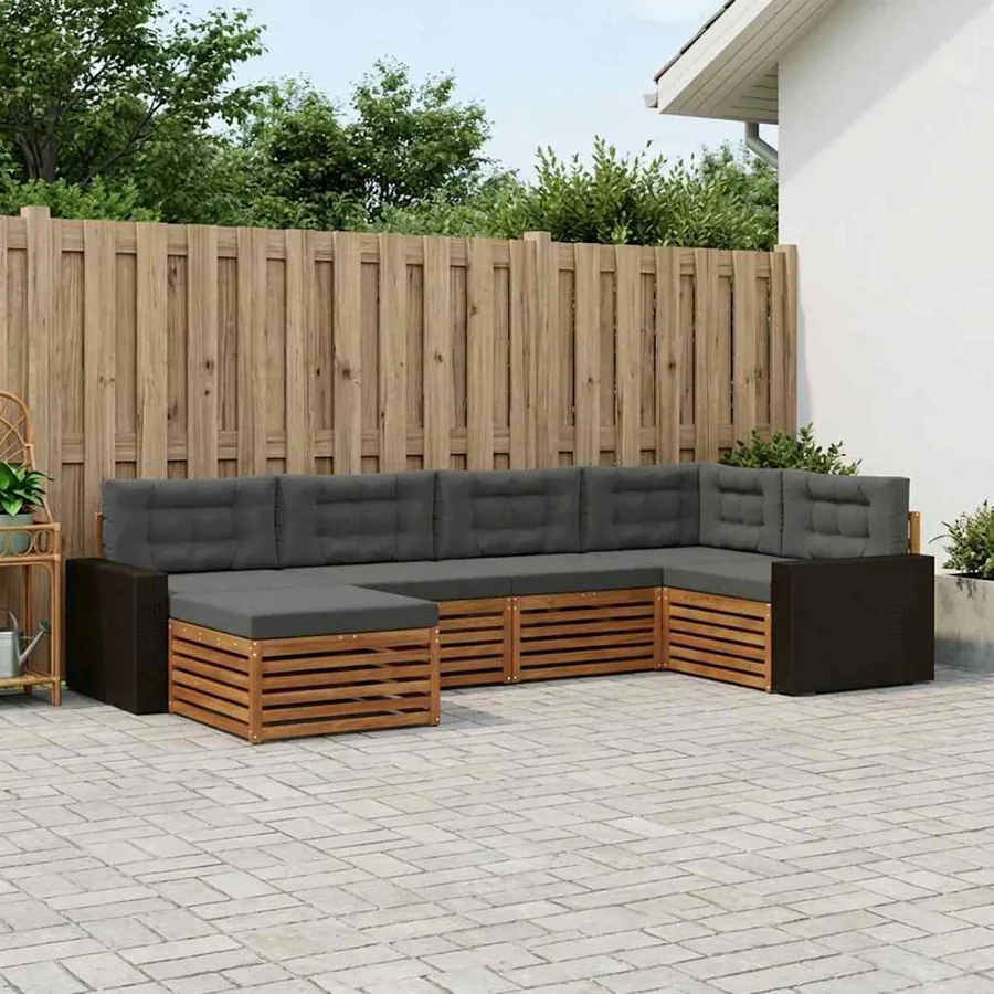 Ensemble de canapés d'extérieur 6 pcs Naturel et Anthracite