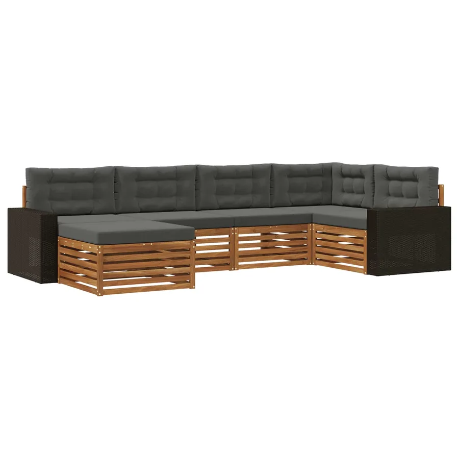 Ensemble de canapés d'extérieur 6 pcs Naturel et Anthracite - 2