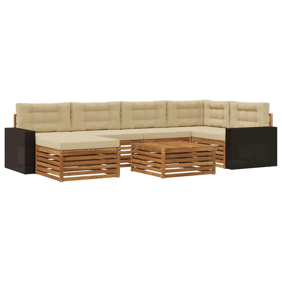 Ensemble de canapés d'extérieur 7 pcs Naturel et Beige - 2