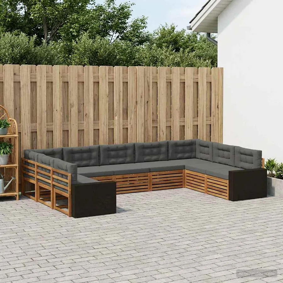 Ensemble de canapés d'extérieur 9 pcs Naturel et Anthracite