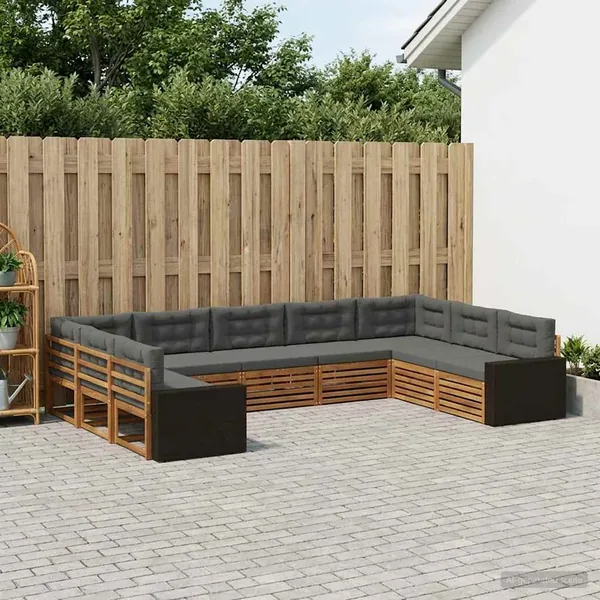 Ensemble de canapés d'extérieur 9 pcs Naturel et Anthracite