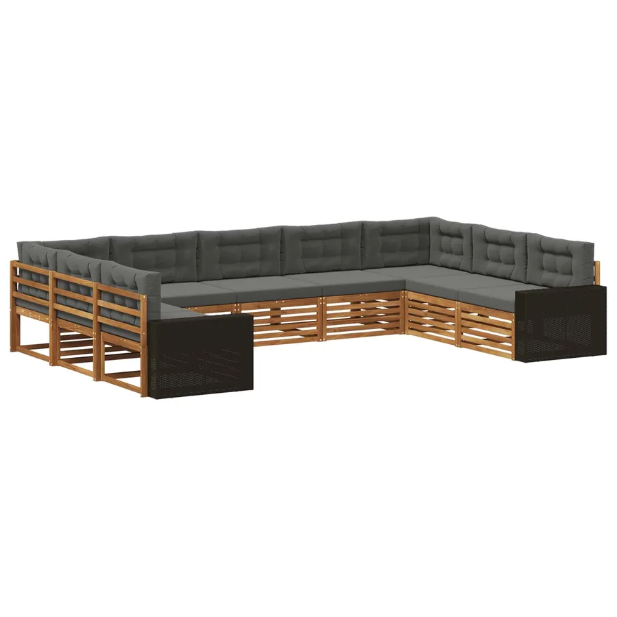 Ensemble de canapés d'extérieur 9 pcs Naturel et Anthracite - 2