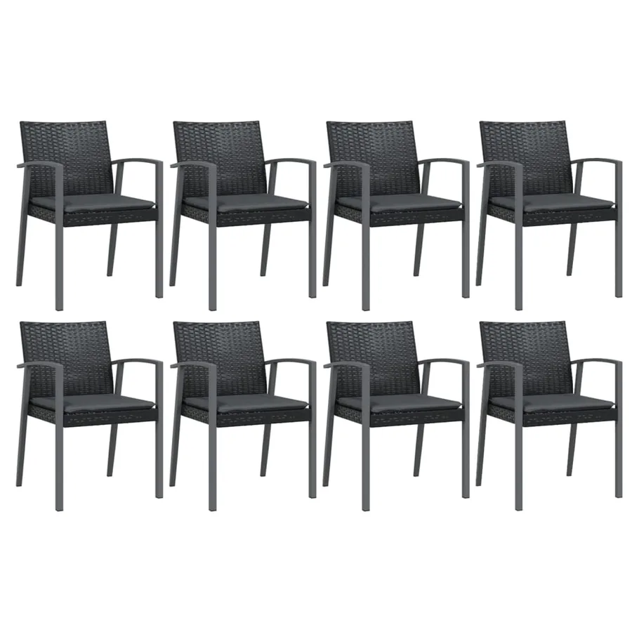 Ensemble à manger de jardin 9 pcs coussins résine tressée acier - 4