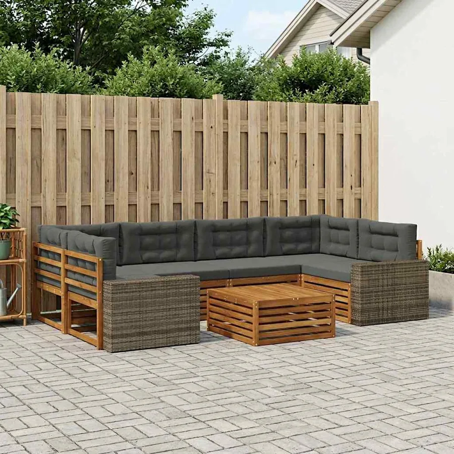 Ensemble de canapés d'extérieur 7 pcs Naturel et Anthracite