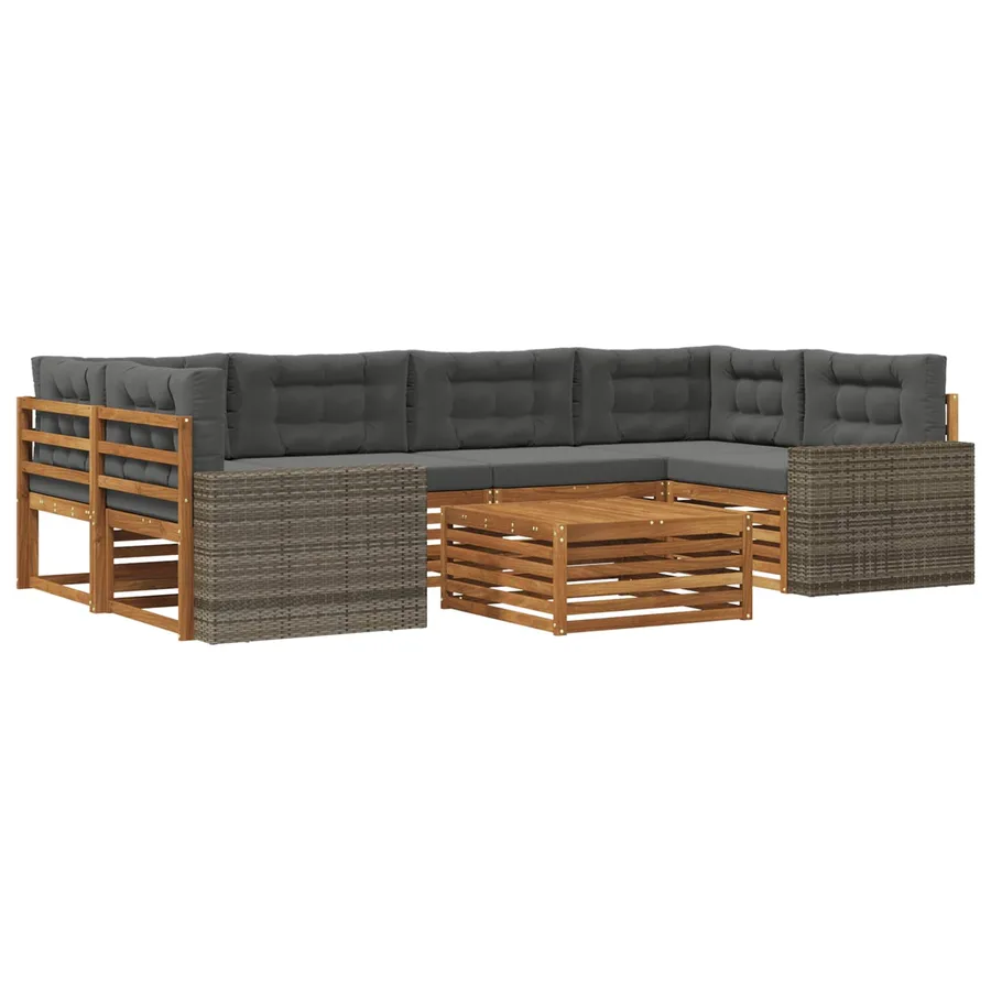 Ensemble de canapés d'extérieur 7 pcs Naturel et Anthracite - 2