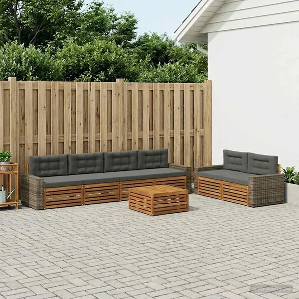 Ensemble de canapés d'extérieur 7 pcs Naturel et Anthracite