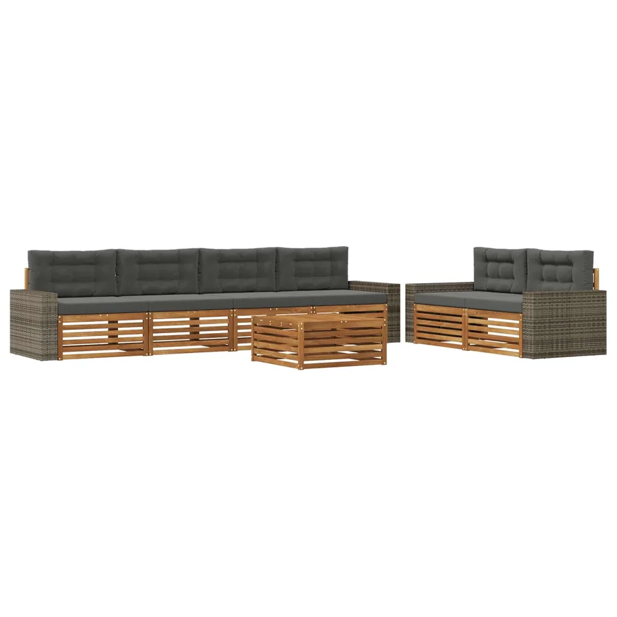 Ensemble de canapés d'extérieur 7 pcs Naturel et Anthracite - 2