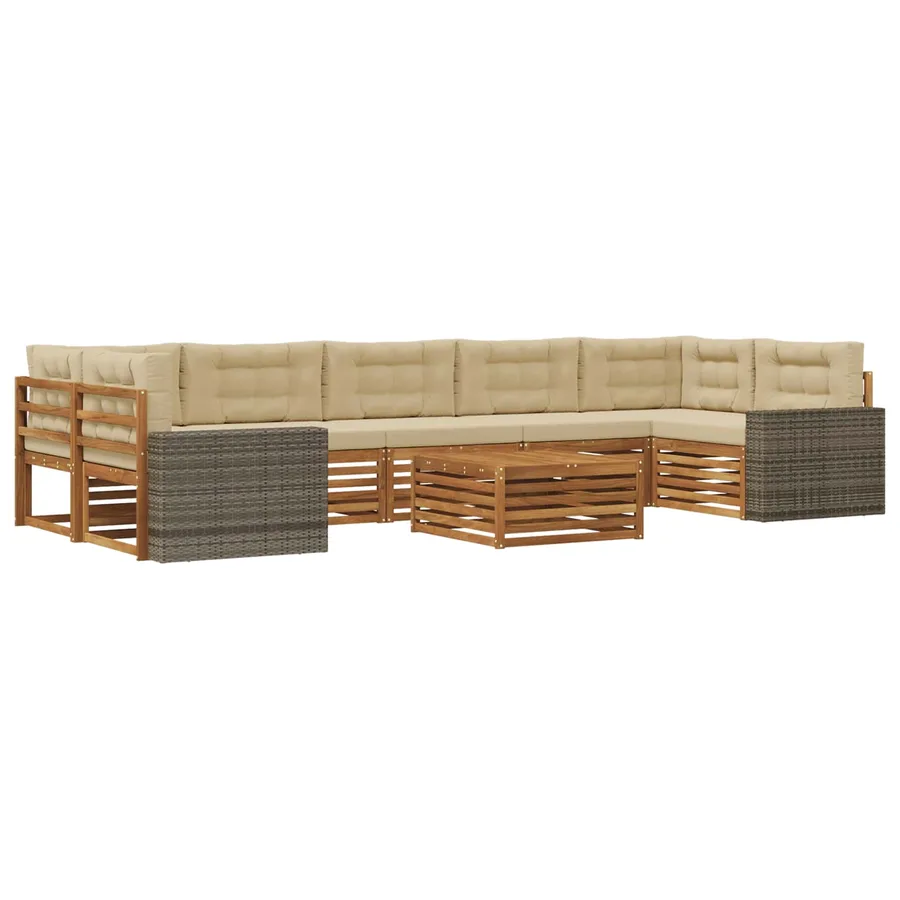 Ensemble de canapés d'extérieur 8 pcs Naturel et Beige - 2