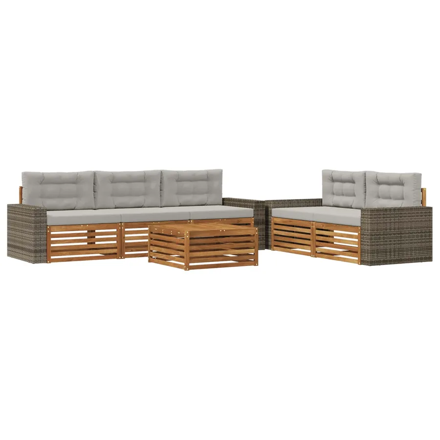 Ensemble de canapés d'extérieur 6 pcs Naturel et gris clair - 2