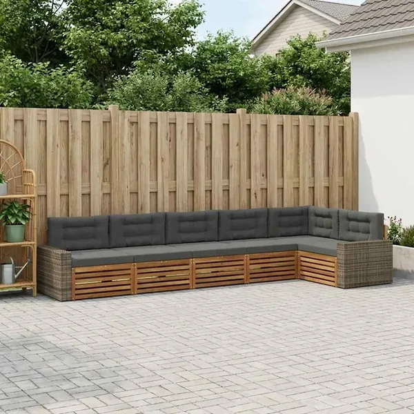 Ensemble de canapés d'extérieur 6 pcs Naturel et Anthracite
