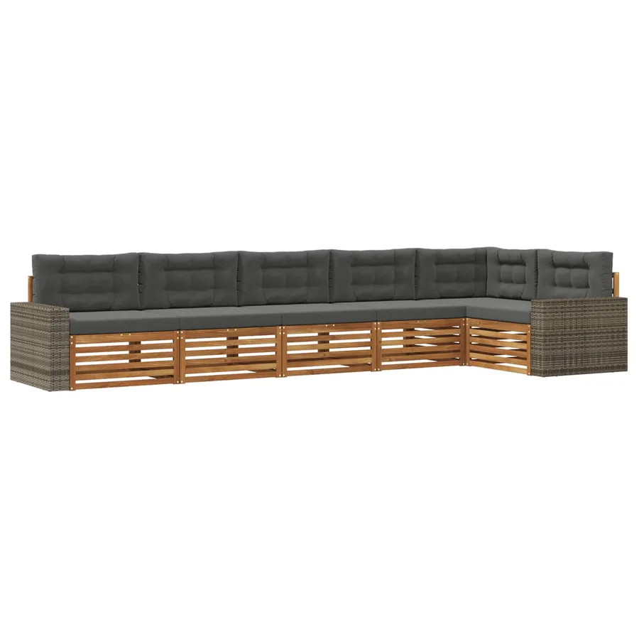 Ensemble de canapés d'extérieur 6 pcs Naturel et Anthracite - 2