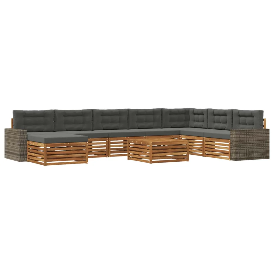 Ensemble de canapés d'extérieur 9 pcs Naturel et Anthracite - 2