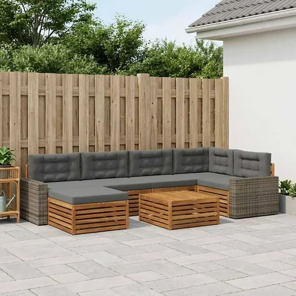 Ensemble de canapés d'extérieur 7 pcs Naturel et Anthracite