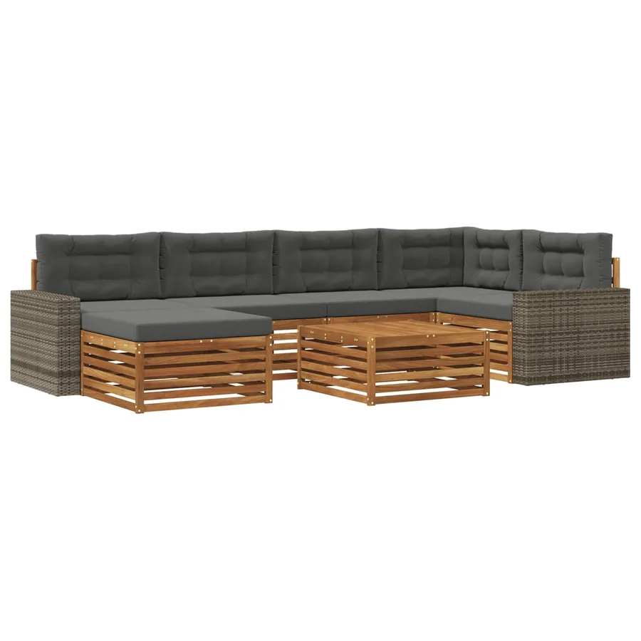 Ensemble de canapés d'extérieur 7 pcs Naturel et Anthracite - 2