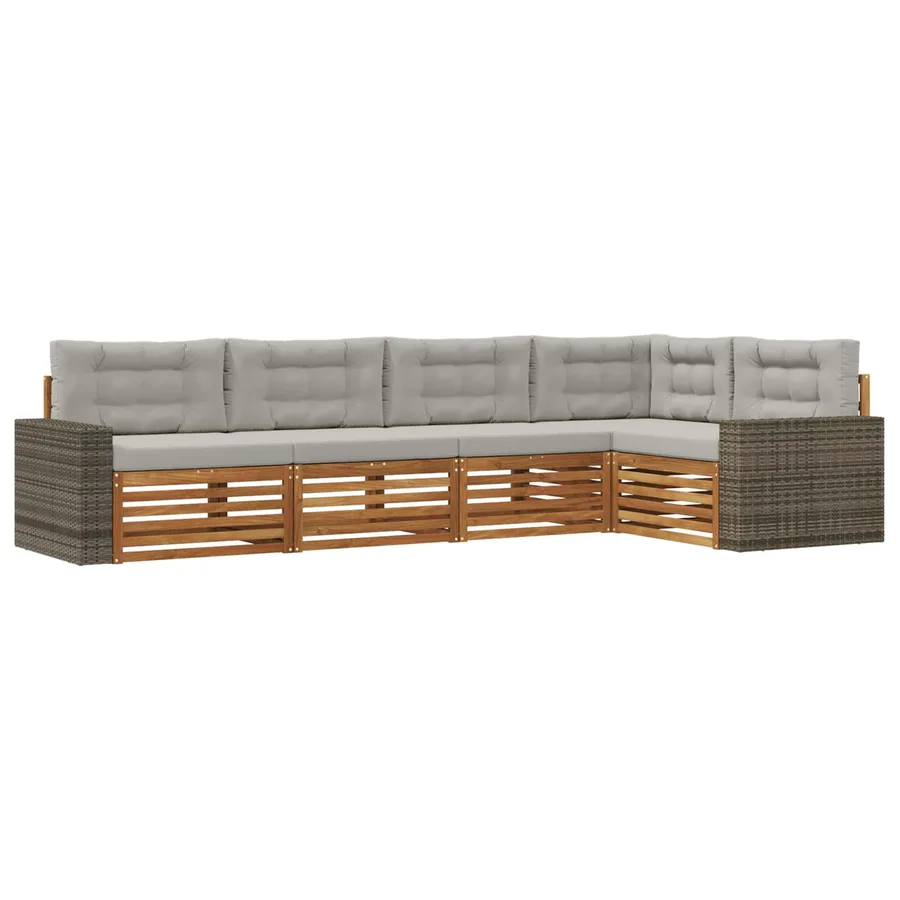 Ensemble de canapés d'extérieur 5 pcs Naturel et gris clair - 2