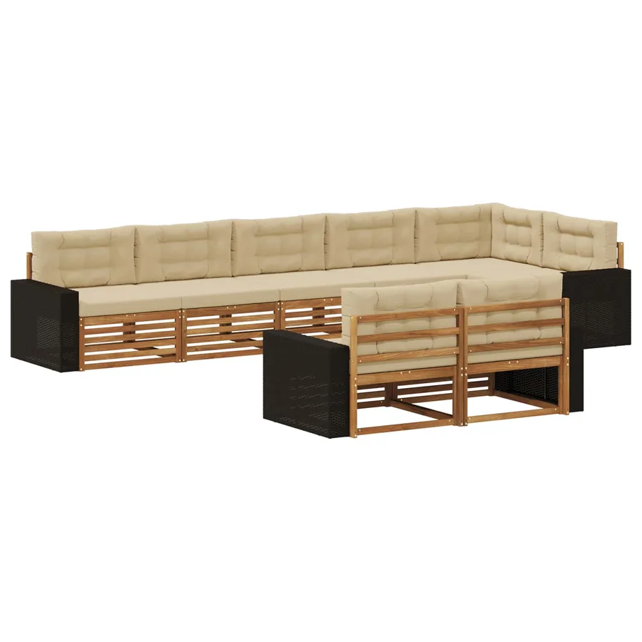 Ensemble de canapés d'extérieur 8 pcs Naturel et Beige - 2