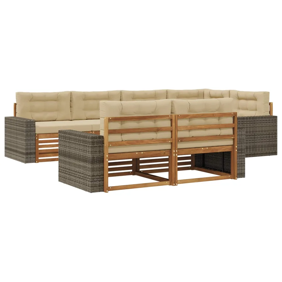Ensemble de canapés d'extérieur 7 pcs Naturel et Beige - 2