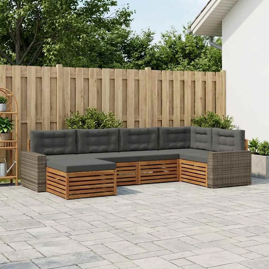 Ensemble de canapés d'extérieur 6 pcs Naturel et Anthracite