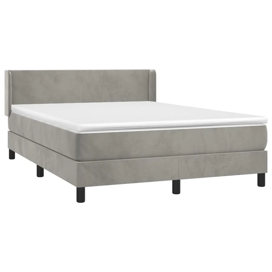 Sommier à lattes de lit et matelas Gris clair 140x190cm Velours - 3