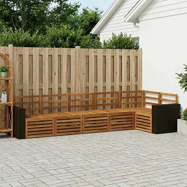 Ensemble de canapé d'angle 6 pcs Naturel Bois d'Acacia Massif