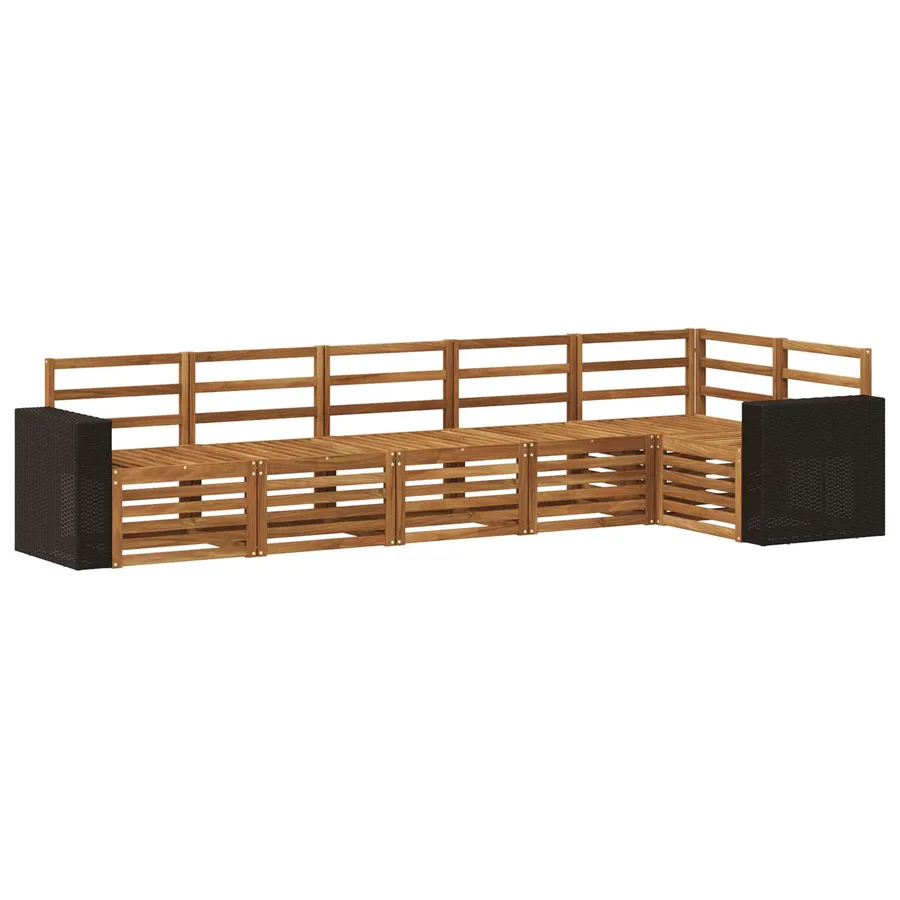 Ensemble de canapé d'angle 6 pcs Naturel Bois d'Acacia Massif - 2