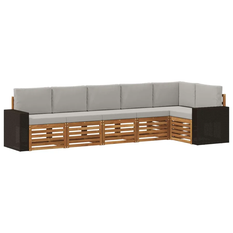 Ensemble de canapé d'angle 6 pcs Naturel et gris clair - 2