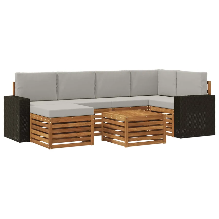 Ensemble de canapé d'angle 7 pcs Naturel et gris clair - 2