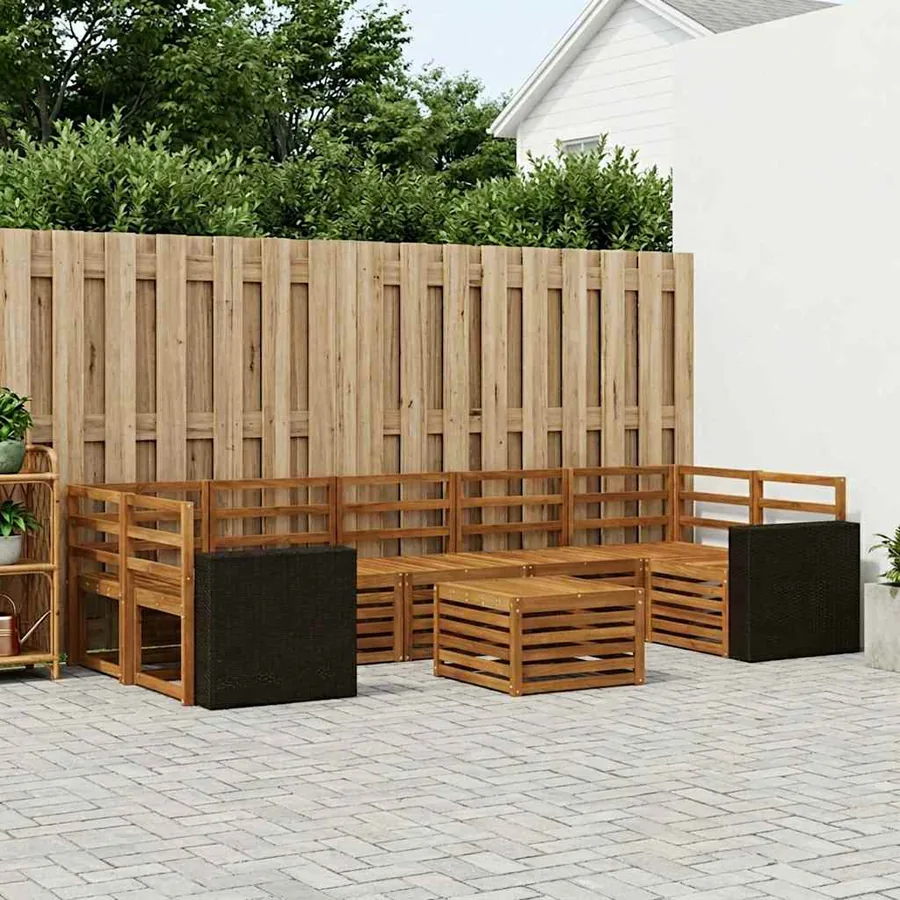 Ensemble de canapés d'extérieur 8 pcs Naturel