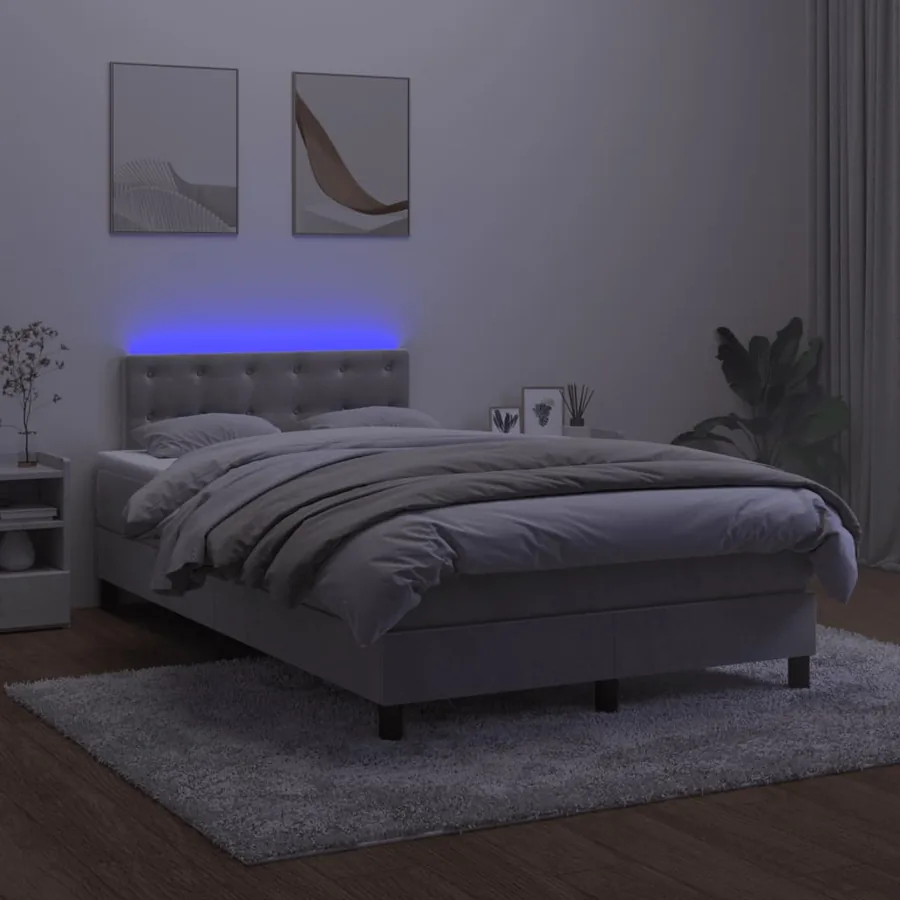 Sommier à lattes de lit avec matelas LED Gris clair 120x200 cm - 4
