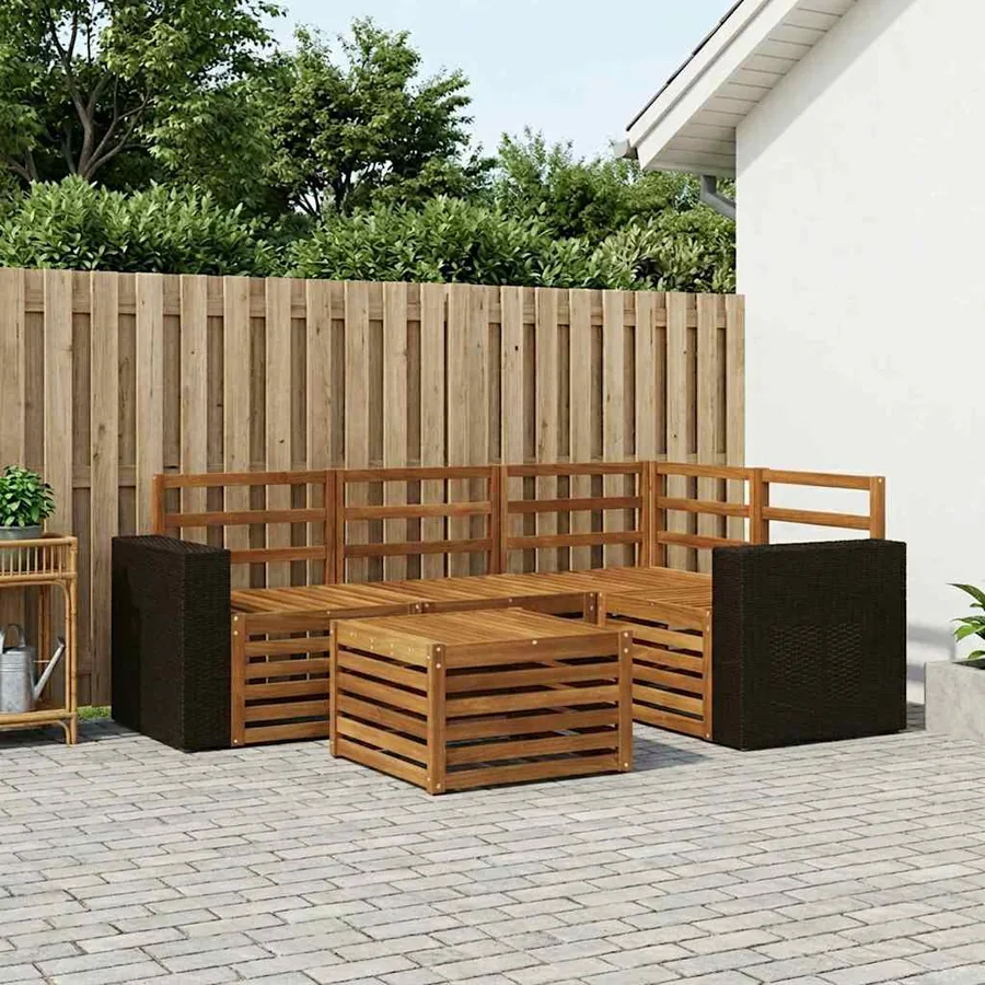 Ensemble de canapés d'extérieur 5 pcs Naturel 59 x 59 x 37 cm