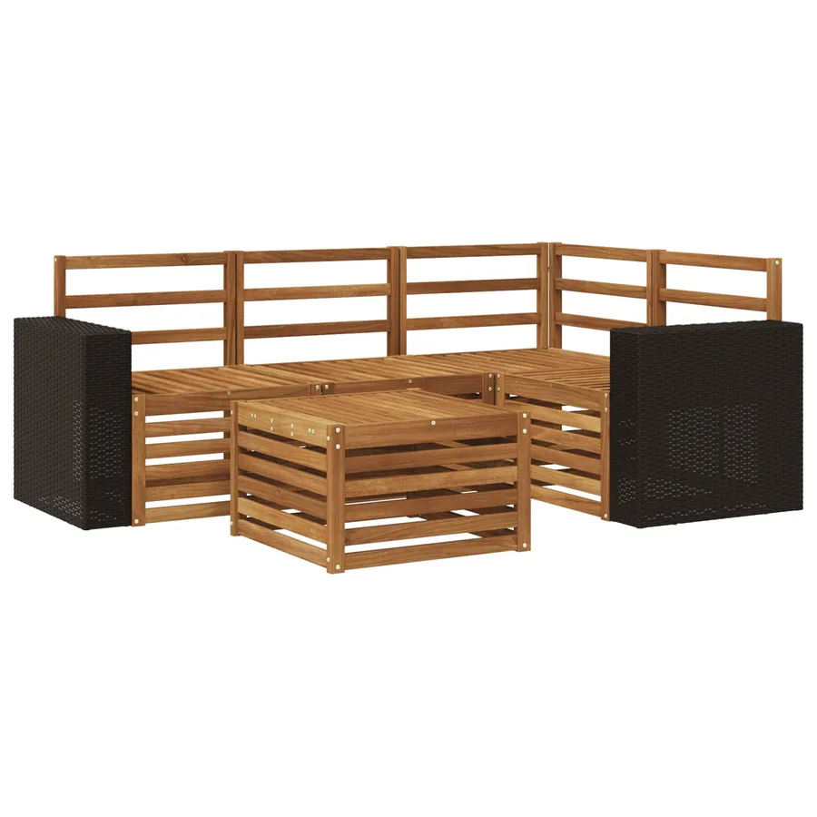 Ensemble de canapés d'extérieur 5 pcs Naturel 59 x 59 x 37 cm - 2