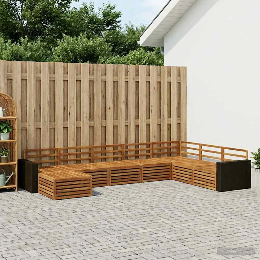 Ensemble de canapés d'extérieur 8 pcs Naturel