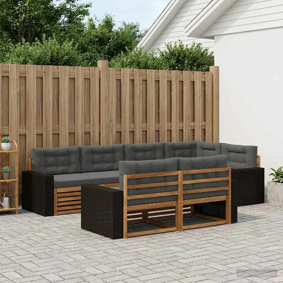 Ensemble de canapés d'extérieur 7 pcs Naturel et Anthracite