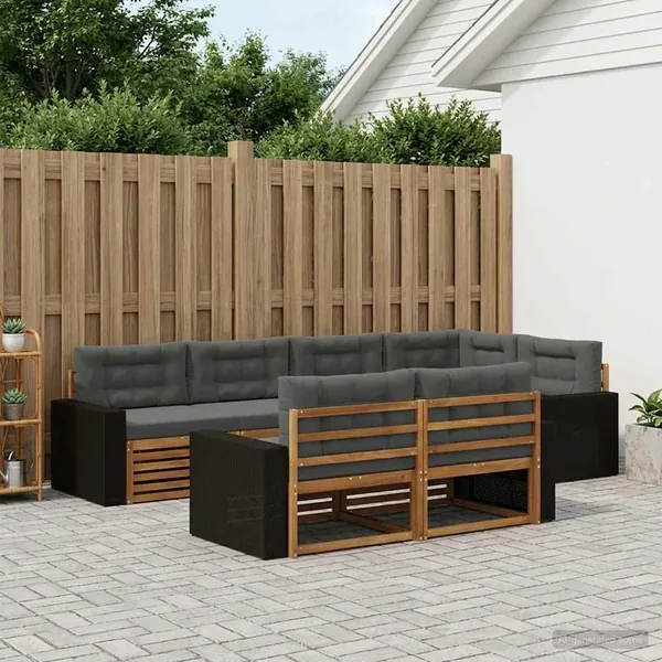 Ensemble de canapés d'extérieur 7 pcs Naturel et Anthracite