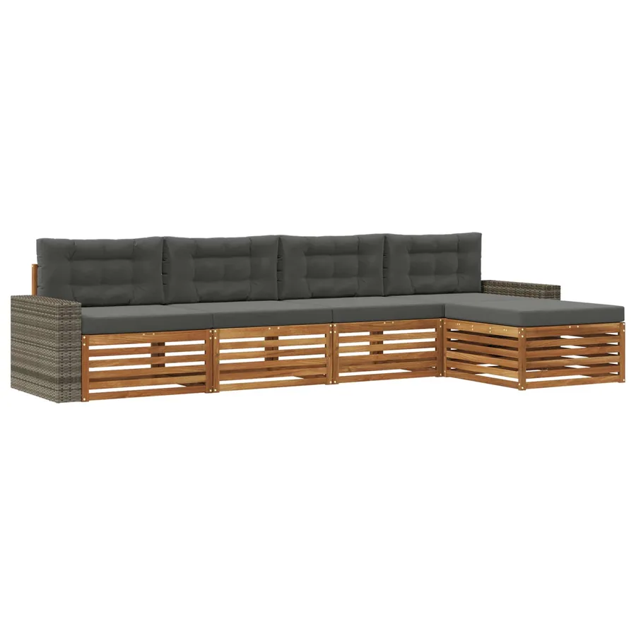 Ensemble de canapés d'extérieur 5 pcs Naturel et Anthracite - 2