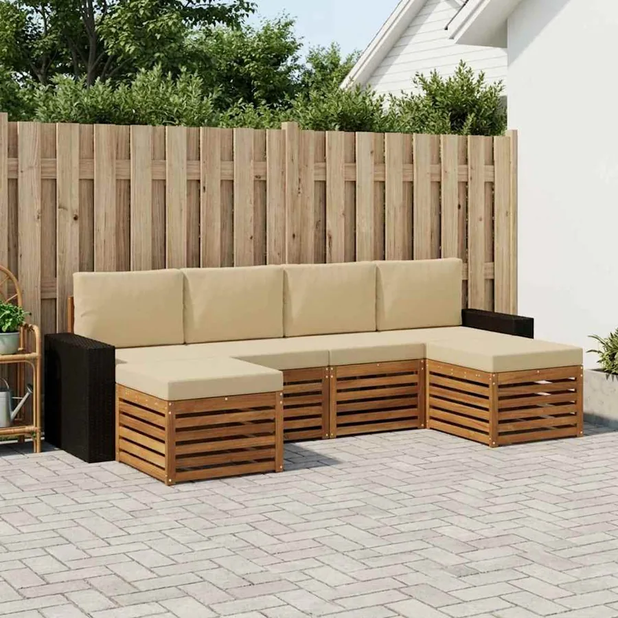 Ensembles de canapés avec coussin 6 pcs Naturel et Beige