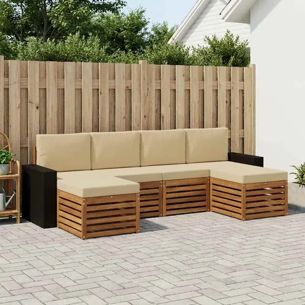 Ensembles de canapés avec coussin 6 pcs Naturel et Beige