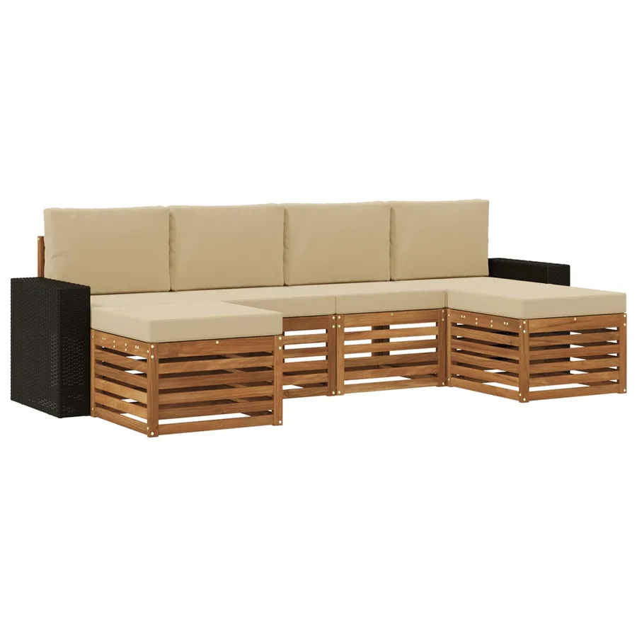 Ensembles de canapés avec coussin 6 pcs Naturel et Beige - 2